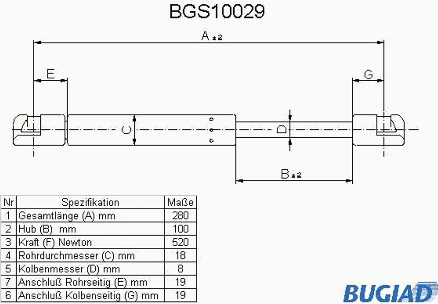 Bugiad BGS10029 - Amortizor portbagaj aaoparts.ro