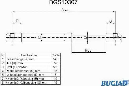 Bugiad BGS10307 - Amortizor portbagaj aaoparts.ro