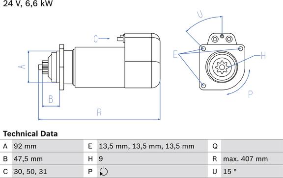 Carwood Group BREF0320986016520 - Starter aaoparts.ro