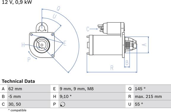 Carwood Group BREF0320986013850 - Starter aaoparts.ro