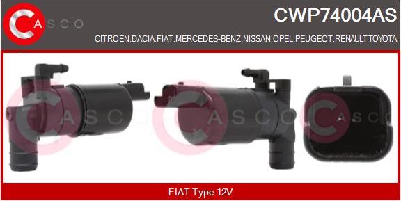 Casco CWP74004AS - Pompa de apa,spalare parbriz aaoparts.ro
