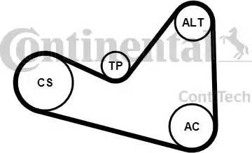 CONTINENTAL 6PK1050K3 - Set curea transmisie cu caneluri aaoparts.ro