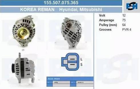 PSH 155.507.075.365 - Generator / Alternator aaoparts.ro