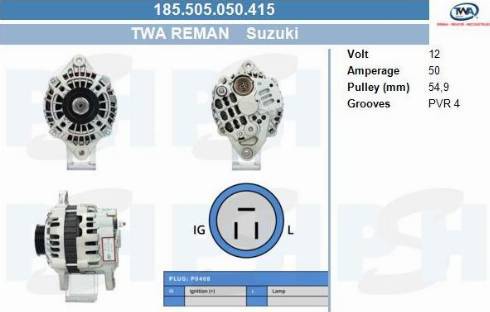 PSH 185.505.050.415 - Generator / Alternator aaoparts.ro