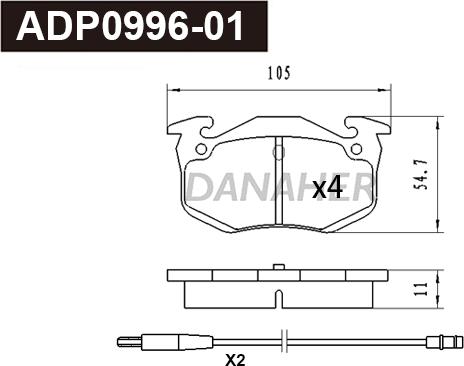 Danaher ADP0996-01 - Set placute frana,frana disc aaoparts.ro