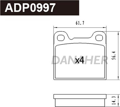 Danaher ADP0997 - Set placute frana,frana disc aaoparts.ro