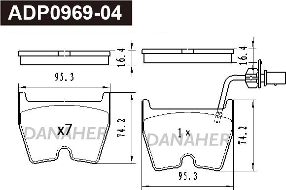 Danaher ADP0969-04 - Set placute frana,frana disc aaoparts.ro