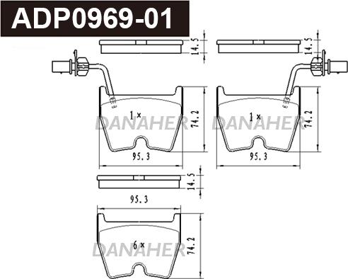 Danaher ADP0969-01 - Set placute frana,frana disc aaoparts.ro