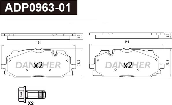 Danaher ADP0963-01 - Set placute frana,frana disc aaoparts.ro