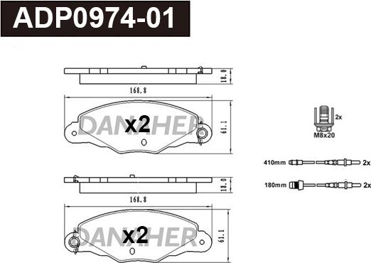 Danaher ADP0974-01 - Set placute frana,frana disc aaoparts.ro