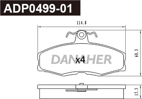 Danaher ADP0499-01 - Set placute frana,frana disc aaoparts.ro