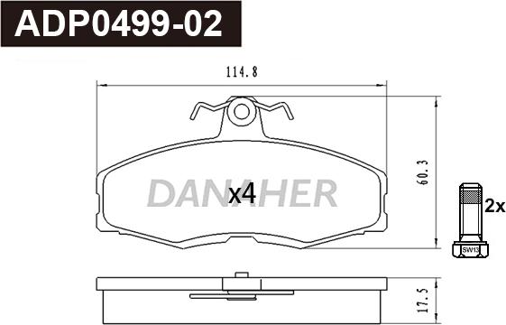 Danaher ADP0499-02 - Set placute frana,frana disc aaoparts.ro