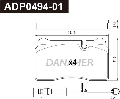 Danaher ADP0494-01 - Set placute frana,frana disc aaoparts.ro