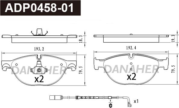 Danaher ADP0458-01 - Set placute frana,frana disc aaoparts.ro
