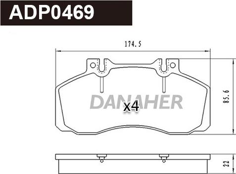 Danaher ADP0469 - Set placute frana,frana disc aaoparts.ro