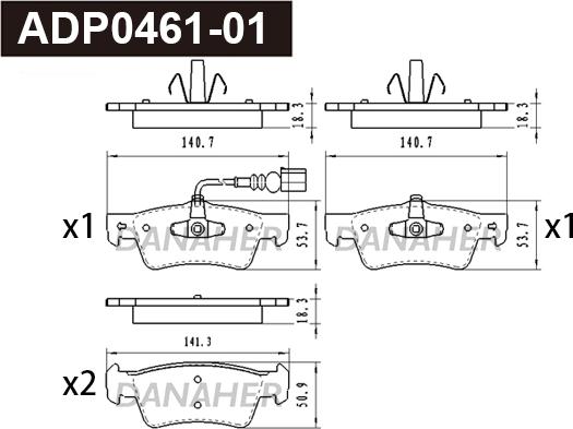 Danaher ADP0461-01 - Set placute frana,frana disc aaoparts.ro