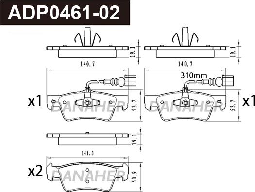 Danaher ADP0461-02 - Set placute frana,frana disc aaoparts.ro