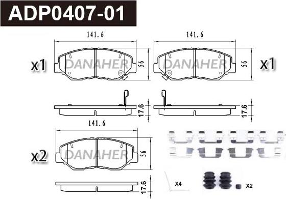 Danaher ADP0407-01 - Set placute frana,frana disc aaoparts.ro
