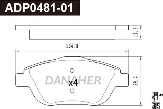Danaher ADP0481-01 - Set placute frana,frana disc aaoparts.ro