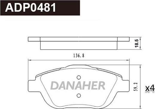 Danaher ADP0481 - Set placute frana,frana disc aaoparts.ro