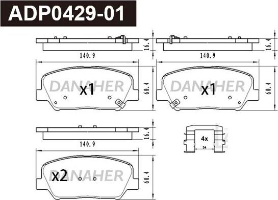 Danaher ADP0429-01 - Set placute frana,frana disc aaoparts.ro