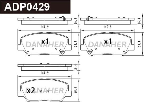 Danaher ADP0429 - Set placute frana,frana disc aaoparts.ro