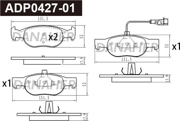 Danaher ADP0427-01 - Set placute frana,frana disc aaoparts.ro