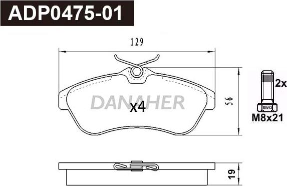 Danaher ADP0475-01 - Set placute frana,frana disc aaoparts.ro