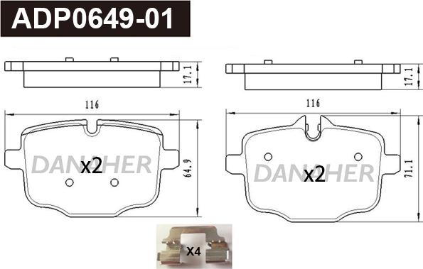 Danaher ADP0649-01 - Set placute frana,frana disc aaoparts.ro