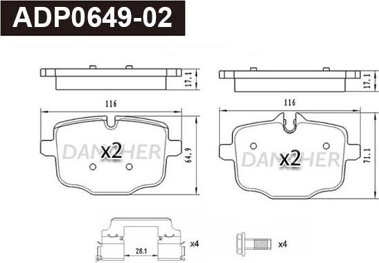 Danaher ADP0649-02 - Set placute frana,frana disc aaoparts.ro