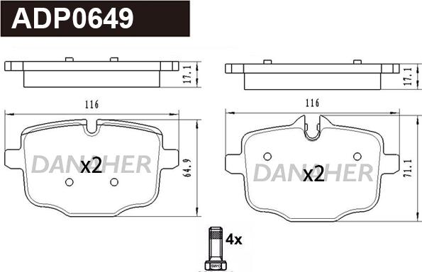 Danaher ADP0649 - Set placute frana,frana disc aaoparts.ro