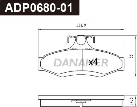 Danaher ADP0680-01 - Set placute frana,frana disc aaoparts.ro