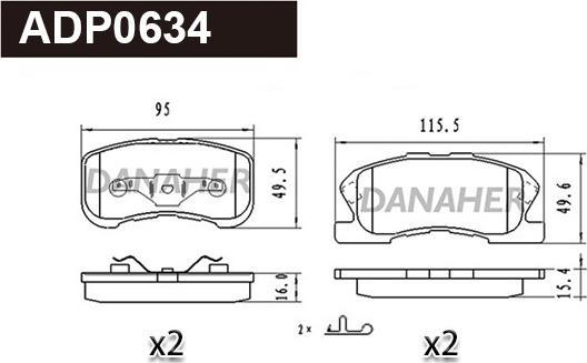 Danaher ADP0634 - Set placute frana,frana disc aaoparts.ro