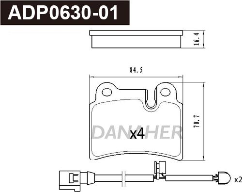 Danaher ADP0630-01 - Set placute frana,frana disc aaoparts.ro