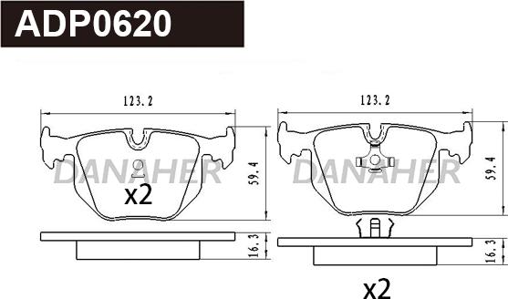 Danaher ADP0620 - Set placute frana,frana disc aaoparts.ro