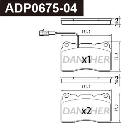 Danaher ADP0675-04 - Set placute frana,frana disc aaoparts.ro
