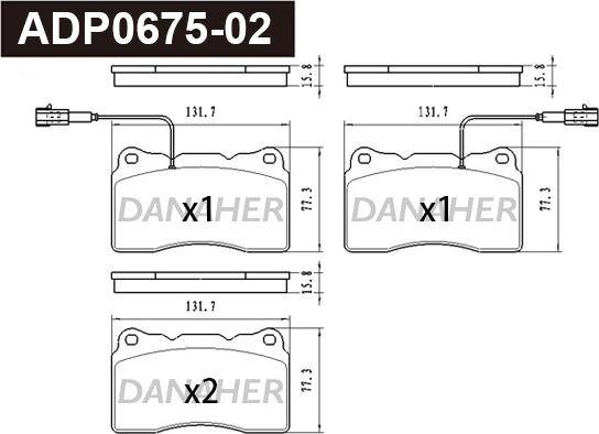 Danaher ADP0675-02 - Set placute frana,frana disc aaoparts.ro