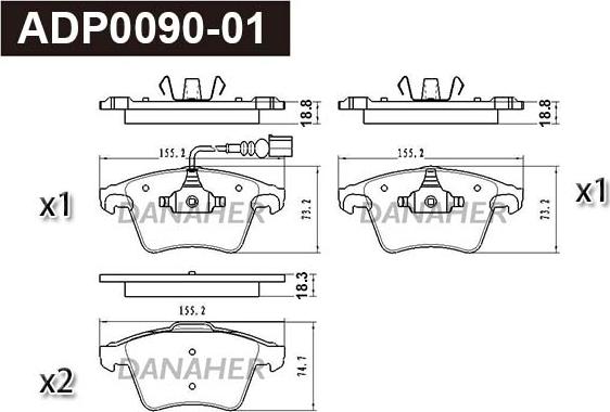 Danaher ADP0090-01 - Set placute frana,frana disc aaoparts.ro