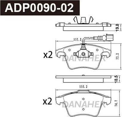 Danaher ADP0090-02 - Set placute frana,frana disc aaoparts.ro