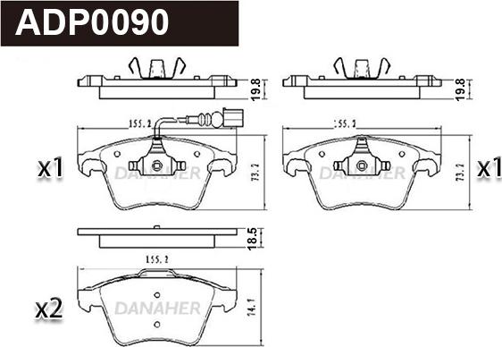 Danaher ADP0090 - Set placute frana,frana disc aaoparts.ro