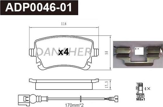 Danaher ADP0046-01 - Set placute frana,frana disc aaoparts.ro