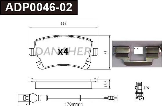 Danaher ADP0046-02 - Set placute frana,frana disc aaoparts.ro