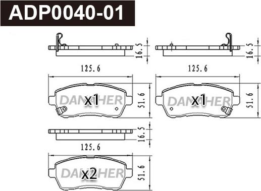Danaher ADP0040-01 - Set placute frana,frana disc aaoparts.ro