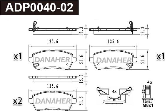 Danaher ADP0040-02 - Set placute frana,frana disc aaoparts.ro