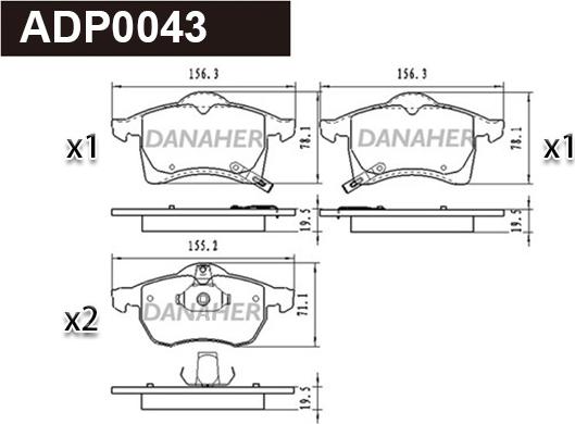 Danaher ADP0043 - Set placute frana,frana disc aaoparts.ro