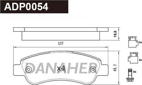 Danaher ADP0054 - Set placute frana,frana disc aaoparts.ro