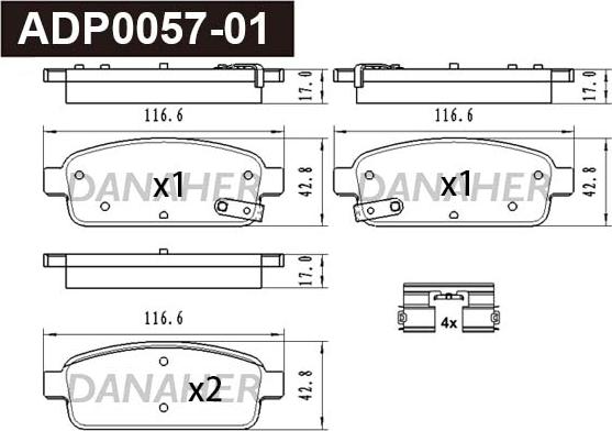 Danaher ADP0057-01 - Set placute frana,frana disc aaoparts.ro