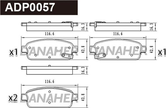 Danaher ADP0057 - Set placute frana,frana disc aaoparts.ro