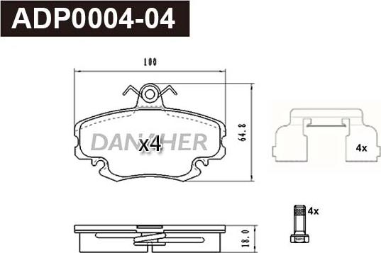 Danaher ADP0004-04 - Set placute frana,frana disc aaoparts.ro