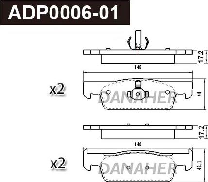Danaher ADP0006-01 - Set placute frana,frana disc aaoparts.ro